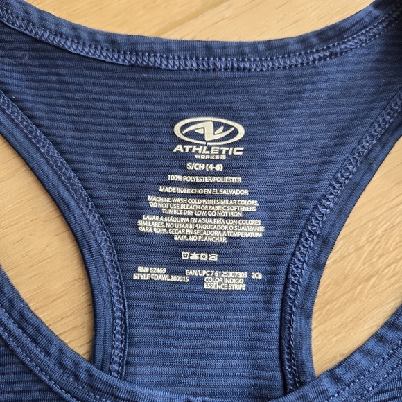 Indigo Stripe Women's Small Racerback Workout Tank Athletic Works EUC - Picture 5 of 7